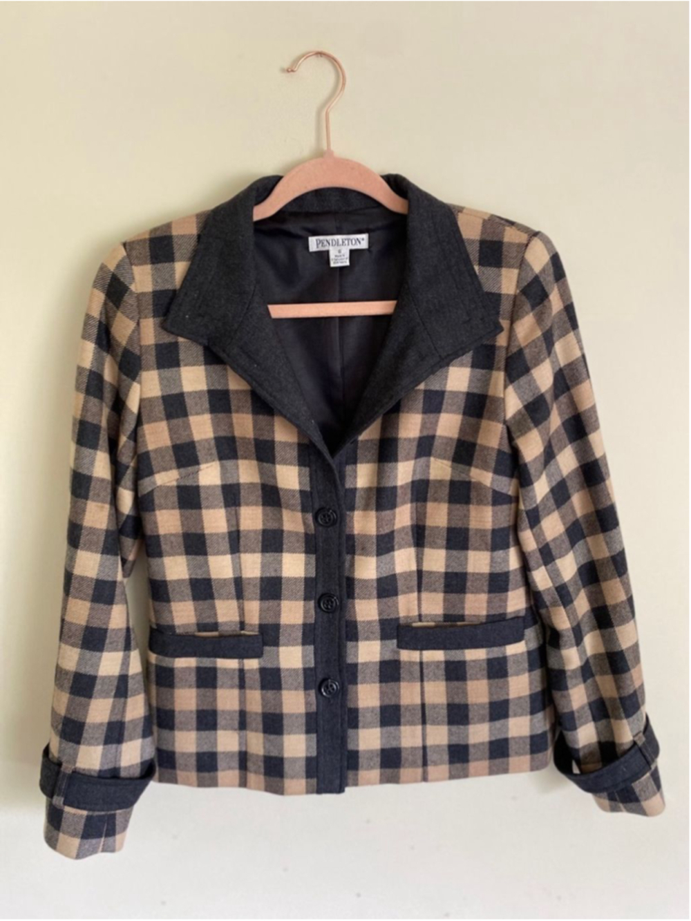 Pendleton 100% virgin wool grid plaid button up shacket Nwot size 6